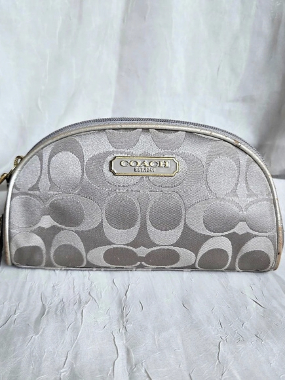 Coach Signature C Jacquard Dome Cosmetic Makeup Pouch